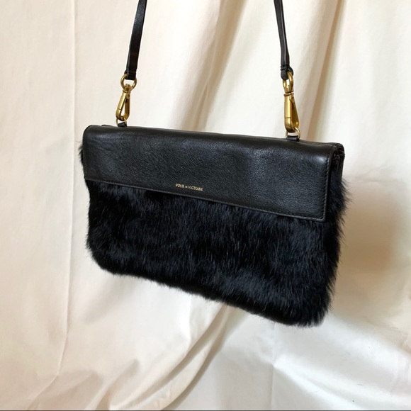 Pour La Victoire Genuine Rabbit Fur Handbag - Picture 3 of 5